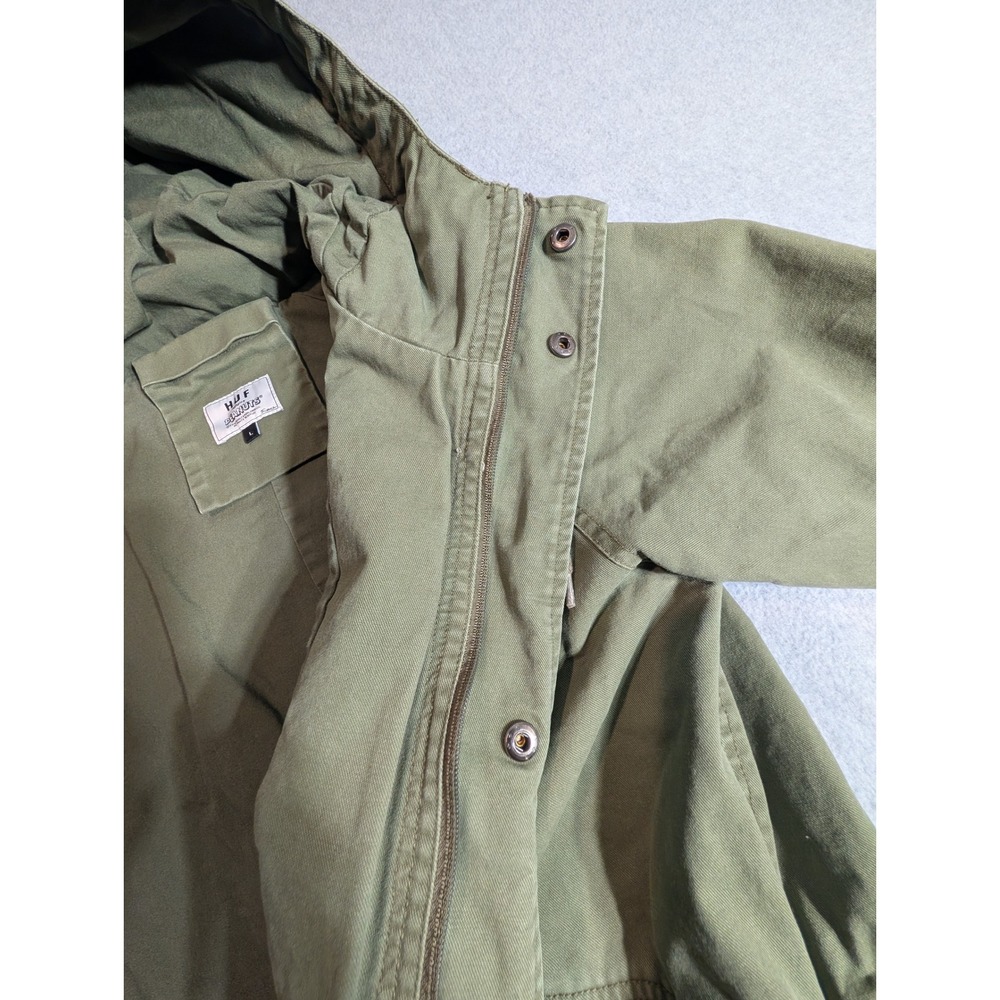 HUF x Peanuts Snoopy Fishtail Parka Jacket Olive Green Mens Large - Picture 12 of 16